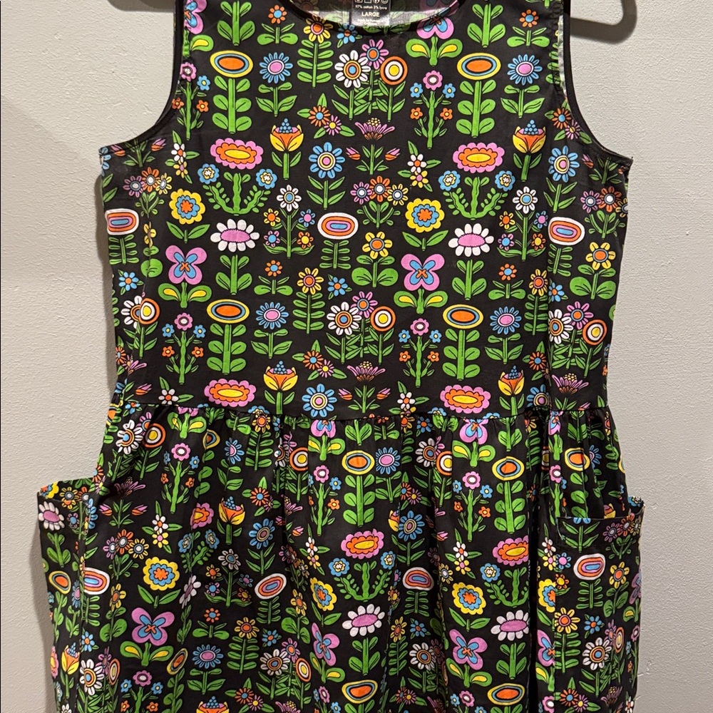 Nooworks Awesome Blossoms June Black Floral Pocket Dress Colorful Garden Print - Picture 7 of 12